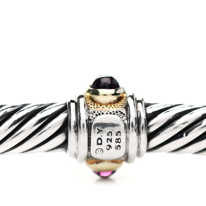 David Yurman Sterling Silver 14K Yellow Gold Citrine Rhodolite Garnet 5mm Cable Renaissance Station Bracelet 4 of 4
