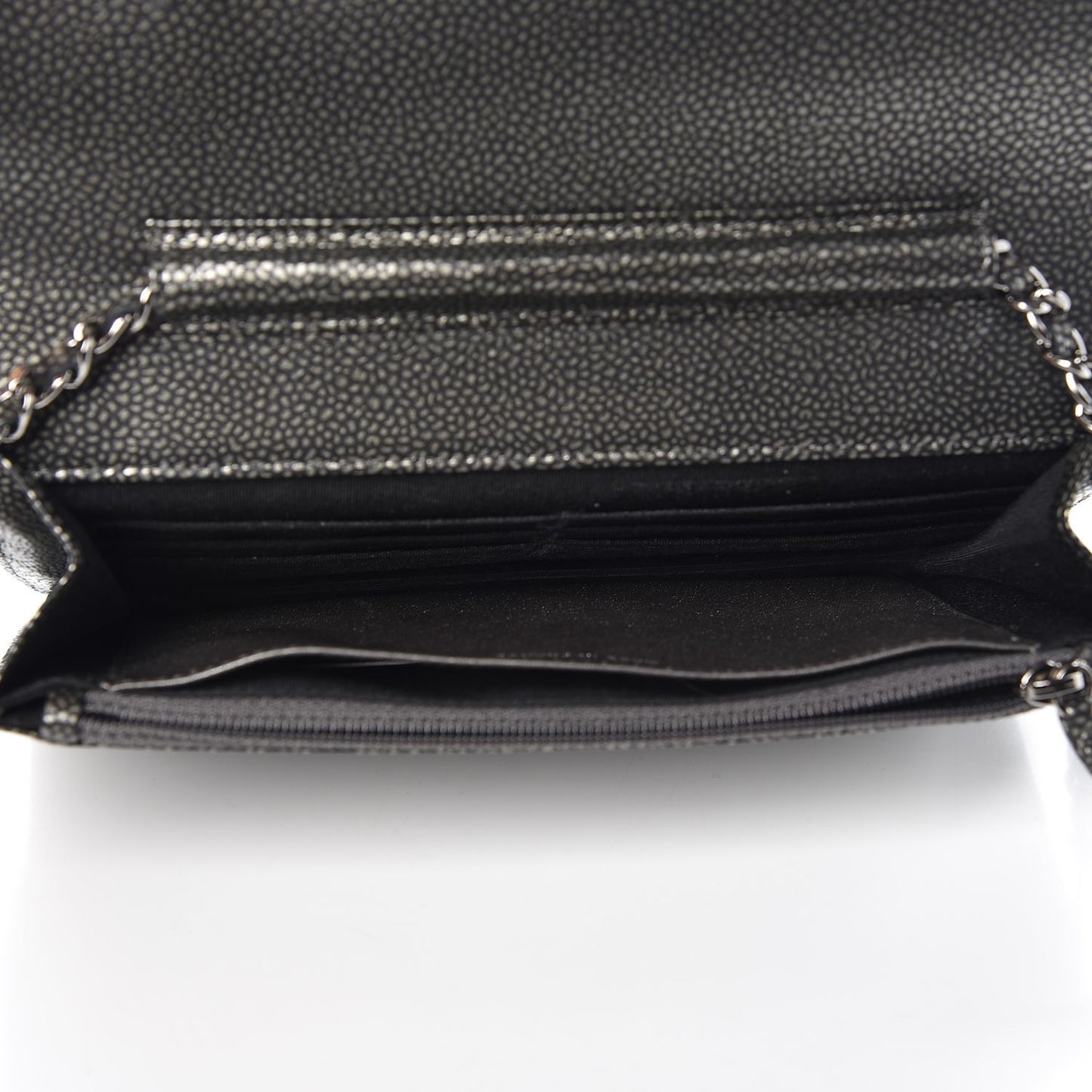 Metallic Caviar Timeless CC Wallet On Chain WOC Dark Silver