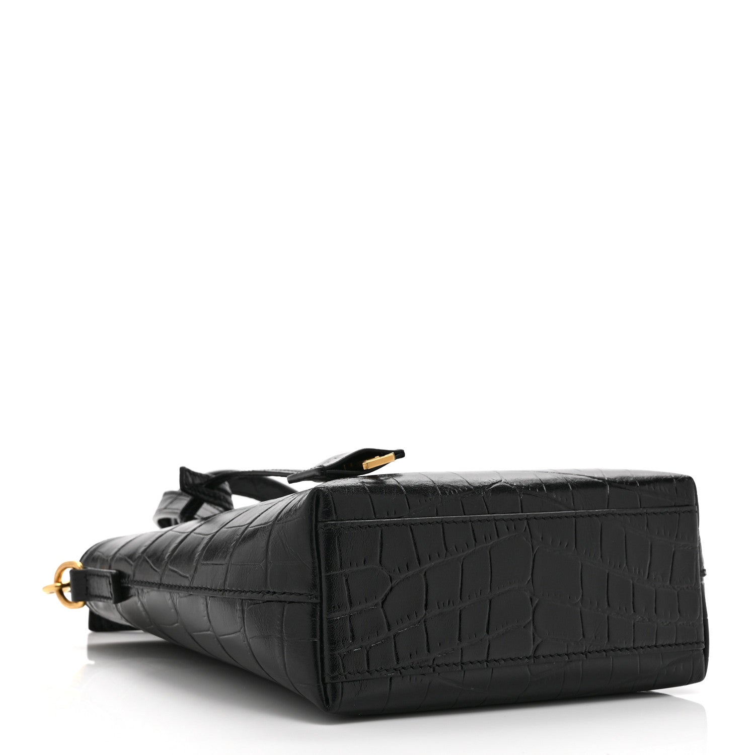 Saint Laurent Calfskin Crocodile Embossed Paris Mini Toy Shopper