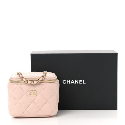 Chanel Caviar Quilted Mini Vanity Case With Chain Light Pink 9 of 9