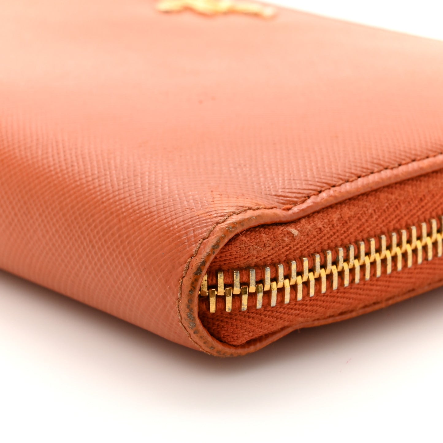 Saffiano Metal Zip Around Wallet Rame