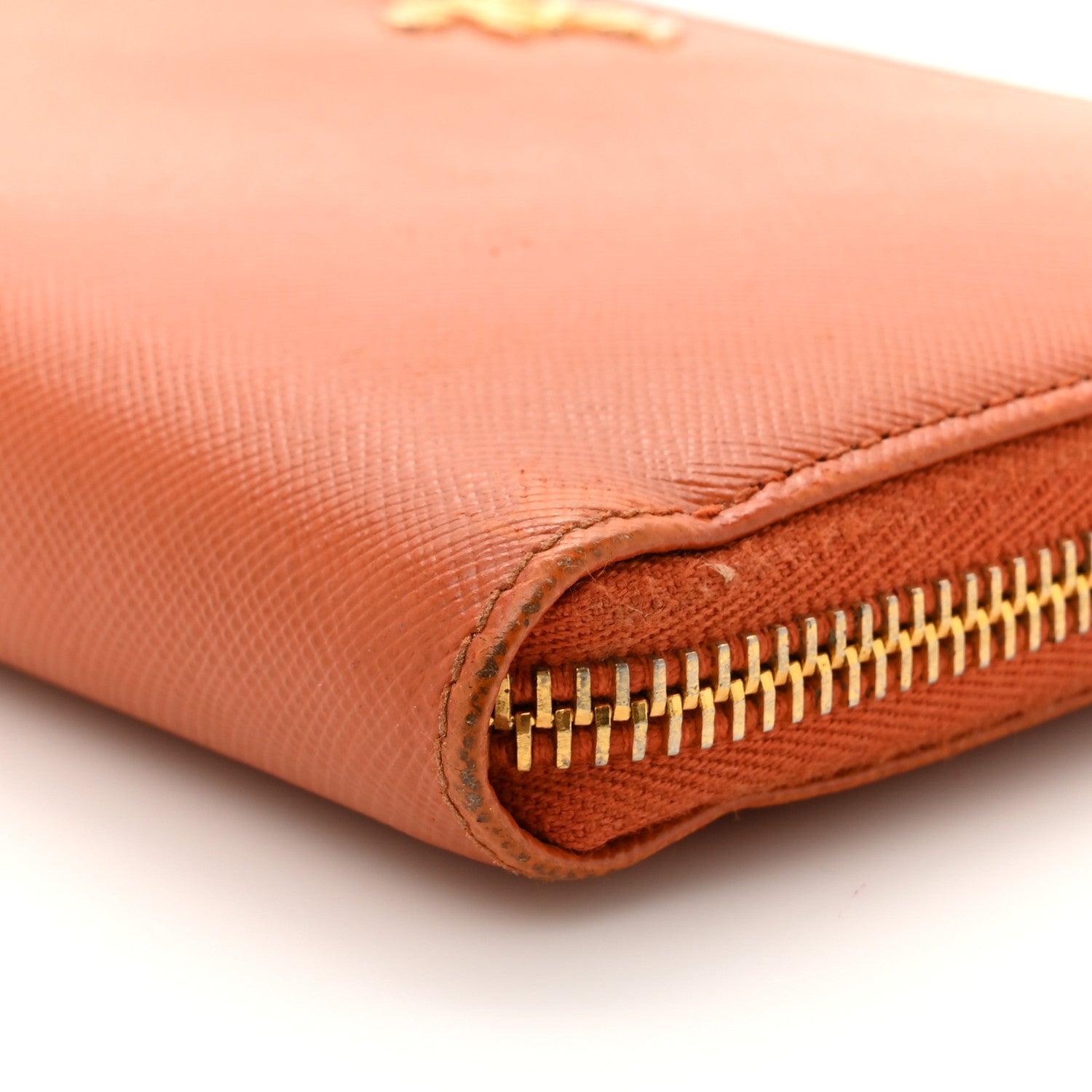 Prada Saffiano Metal Zip Around Wallet Rame 10 of 15