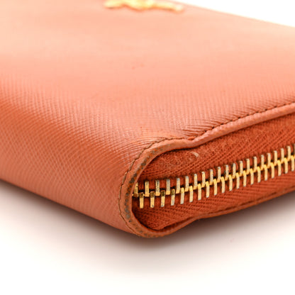 Prada Saffiano Metal Zip Around Wallet Rame 10 of 15