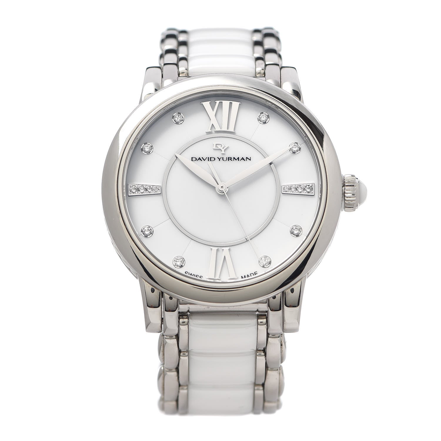 David Yurman Stainless Steel Ceramic Diamond 38mm Classic Quartz Watch White 1 of 6