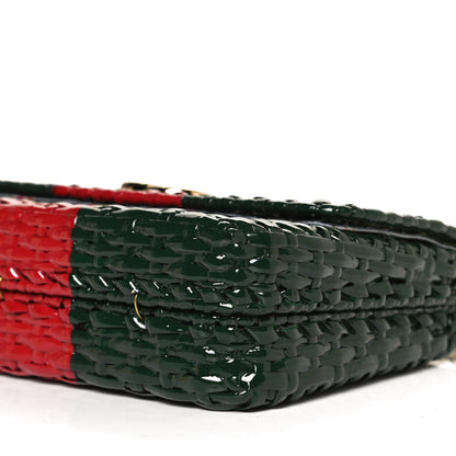 Gucci Glazed Wicker Stripe Small Cestino Shoulder Bag Green 11 of 11