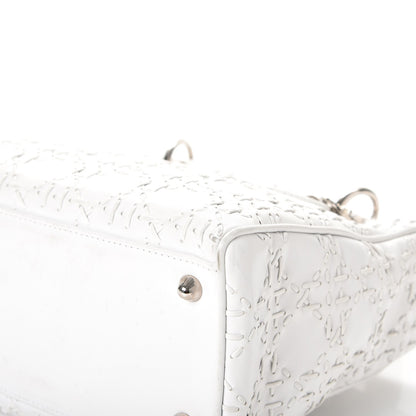 Christian Dior Lambskin Stitched Woven Medium Lady Dior White 15 of 16