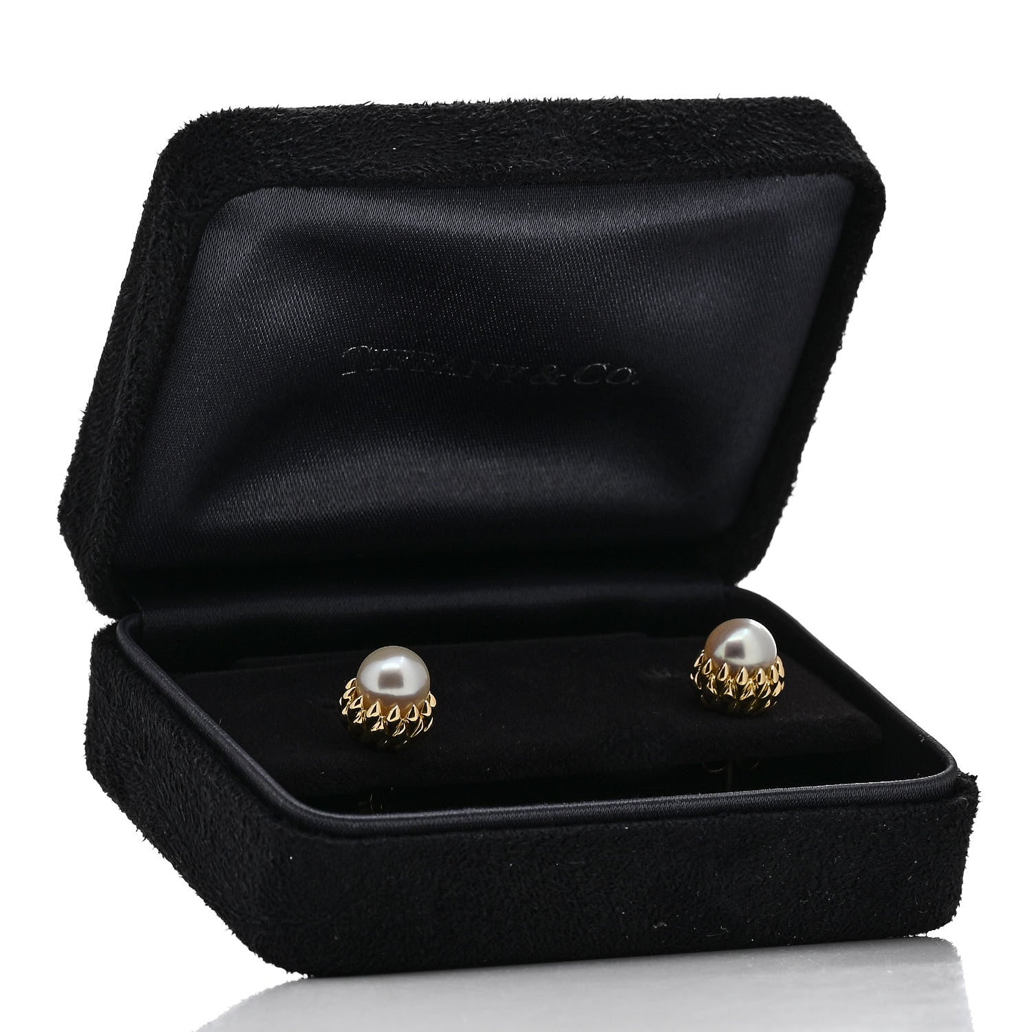 Tiffany 18K Yellow Gold Pearl Schlumberger Acorn Earrings 5 of 5