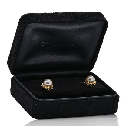 Tiffany 18K Yellow Gold Pearl Schlumberger Acorn Earrings 5 of 5