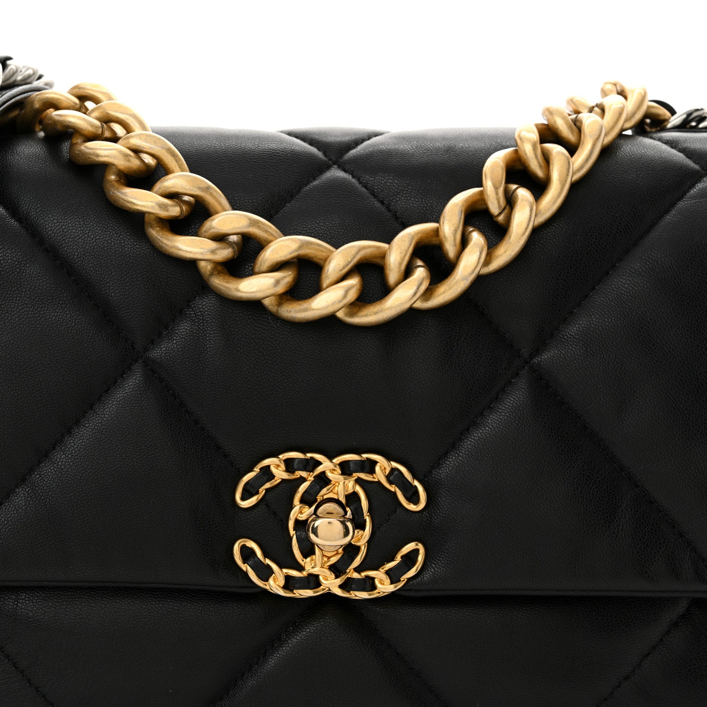 Goatskin Quilted Large Chanel 19 Flap Black