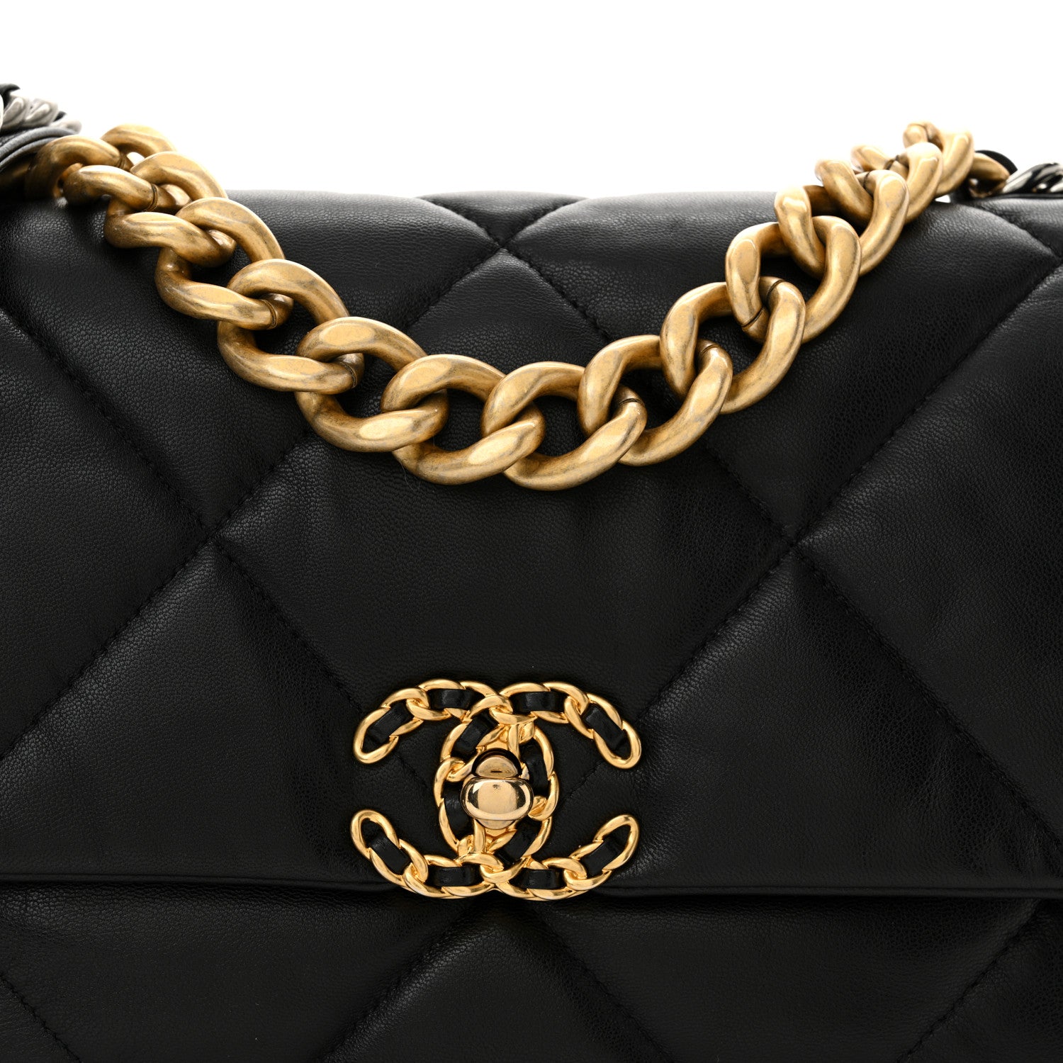 Chanel Goatskin Quilted Large Chanel 19 Flap Black 8 of 12