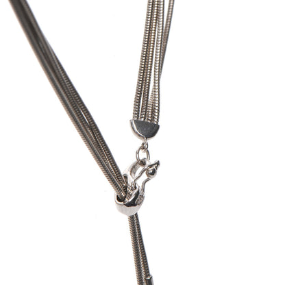 Tiffany 18k White Gold Hematite Carnelian Smoky Quartz Metal Feather Lariat Necklace 4 of 9