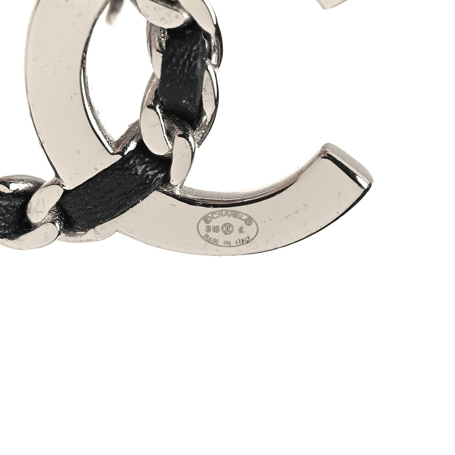 Chanel Crystal Baguette Lambskin Chain CC Vintage Allure Stud Earrings Black Silver 8 of 8