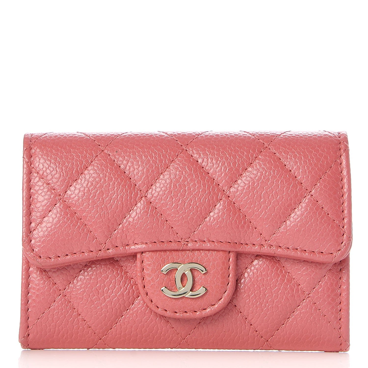 Chanel Caviar Quilted Flap Card Holder Pink 1 of 9