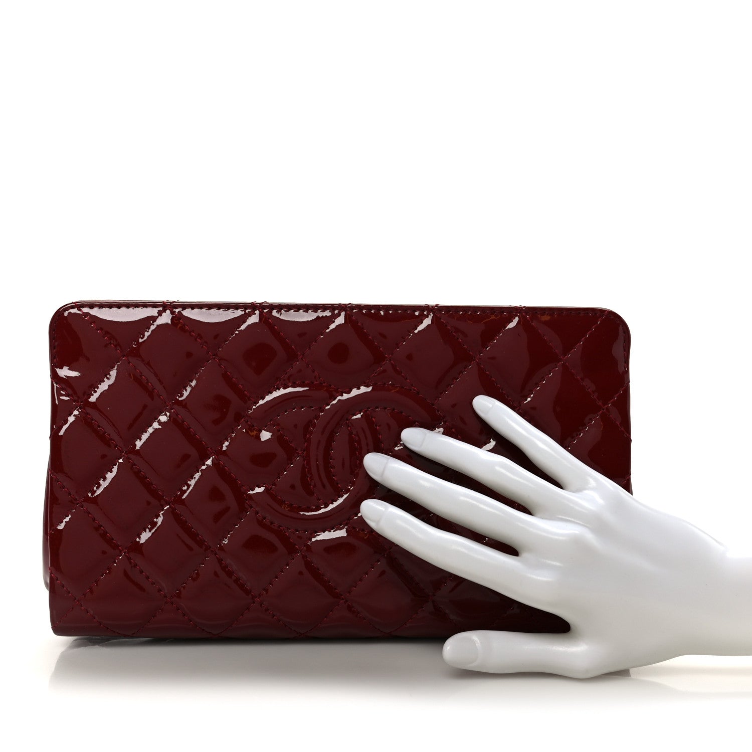 Chanel Patent CC Quilted Timeless Clutch Red 2 of 8