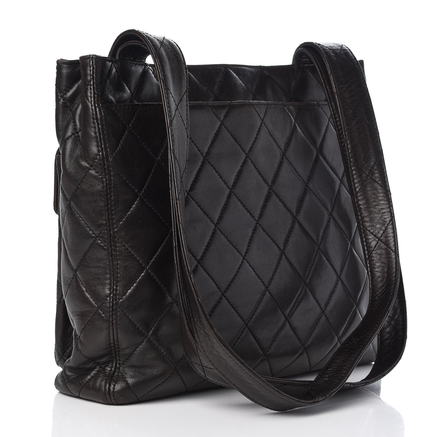 Chanel Lambskin Quilted Double Pocket Tote Black 3 of 8