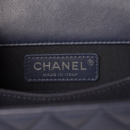Chanel Calfskin Quilted North South Boy Flap Navy 6 of 7