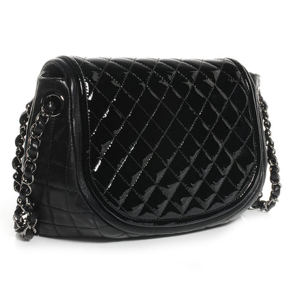 Chanel Lambskin Patent Classic Twist Crescent Flap Bag Black 3 of 9