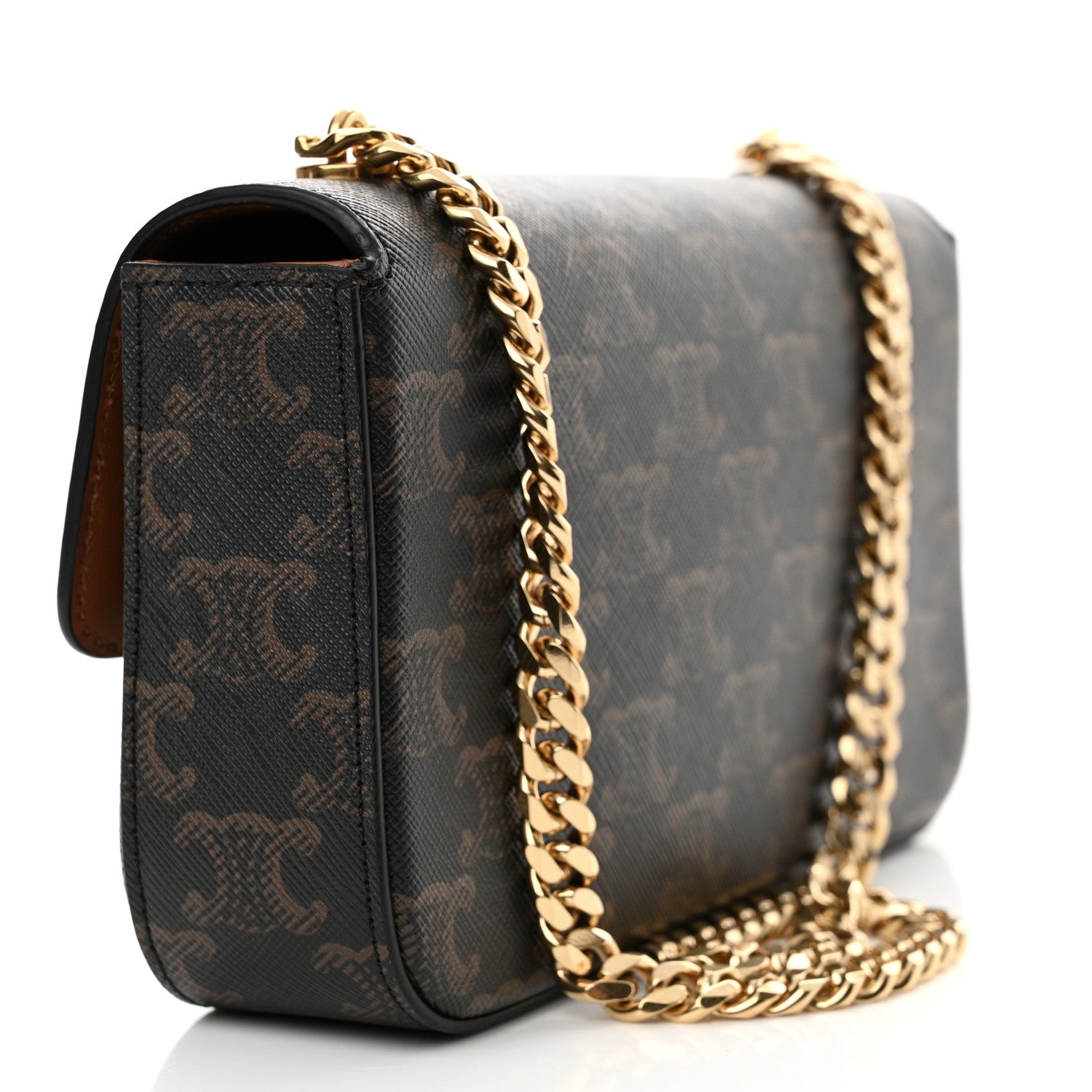 Celine Triomphe Canvas Chain Shoulder Bag Tan 3 of 12