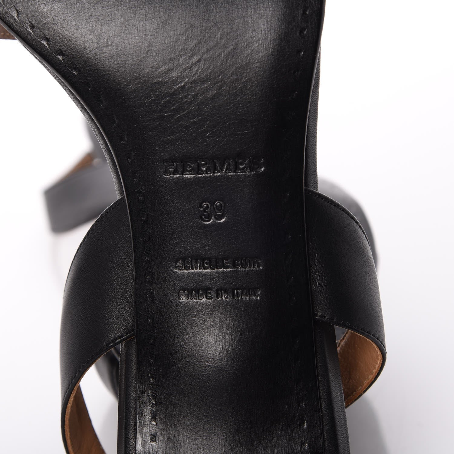 Hermes Calfskin Ottomane Slingback Sandals 39 Black 6 of 8