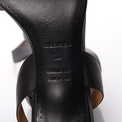 Hermes Calfskin Ottomane Slingback Sandals 39 Black 6 of 8