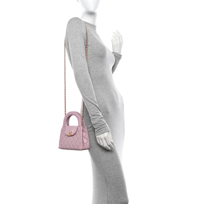 Chanel Shiny Aged Calfskin Quilted Nano Kelly Shopper Pink 2 of 10