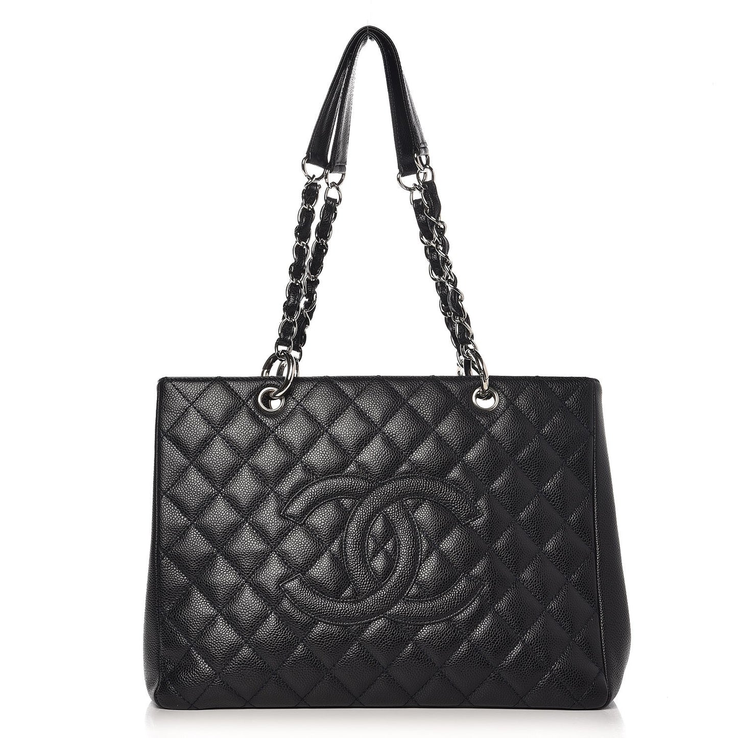 Caviar Quilted Grand Shopping Tote GST Navy Blue