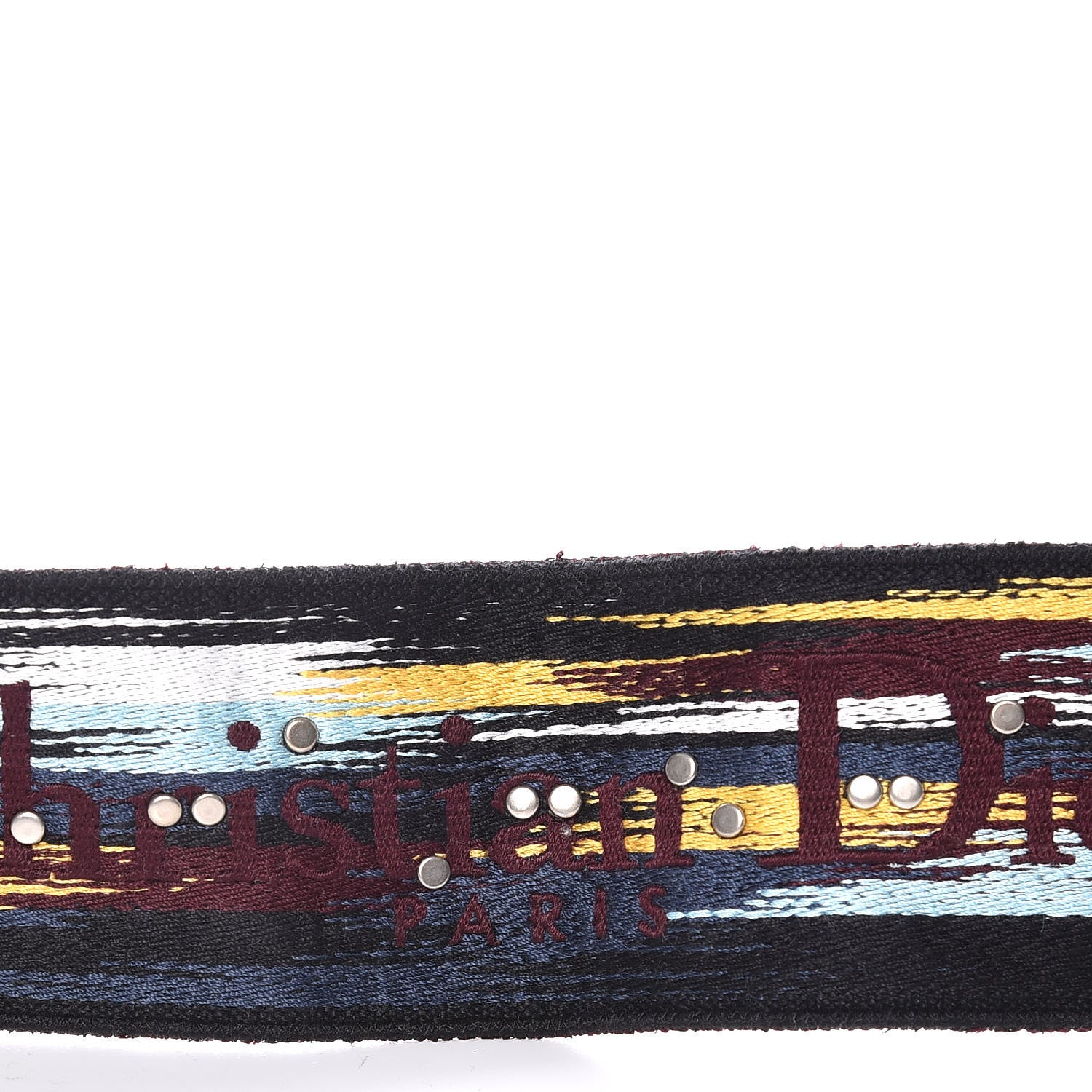 Christian Dior Canvas Embroidered Studded Shoulder Strap Black Multicolor 4 of 5