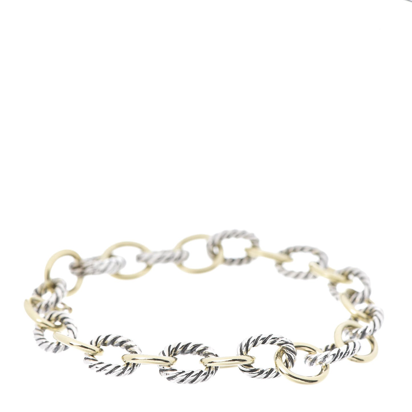 Sterling Silver 18K Yellow Gold 10mm Medium Oval Link Bracelet