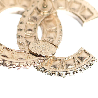 Chanel Crystal Timeless CC Earrings Light Gold 4 of 5