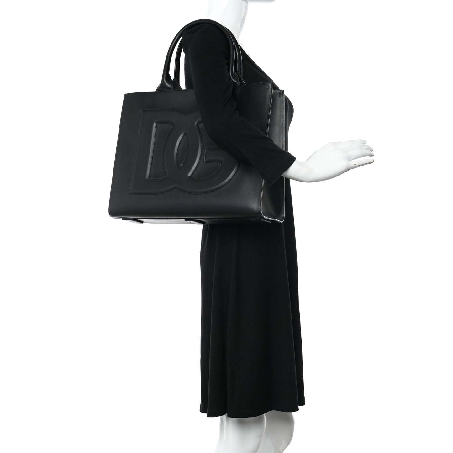 Calfskin Medium DG Daily Shopper Tote Black