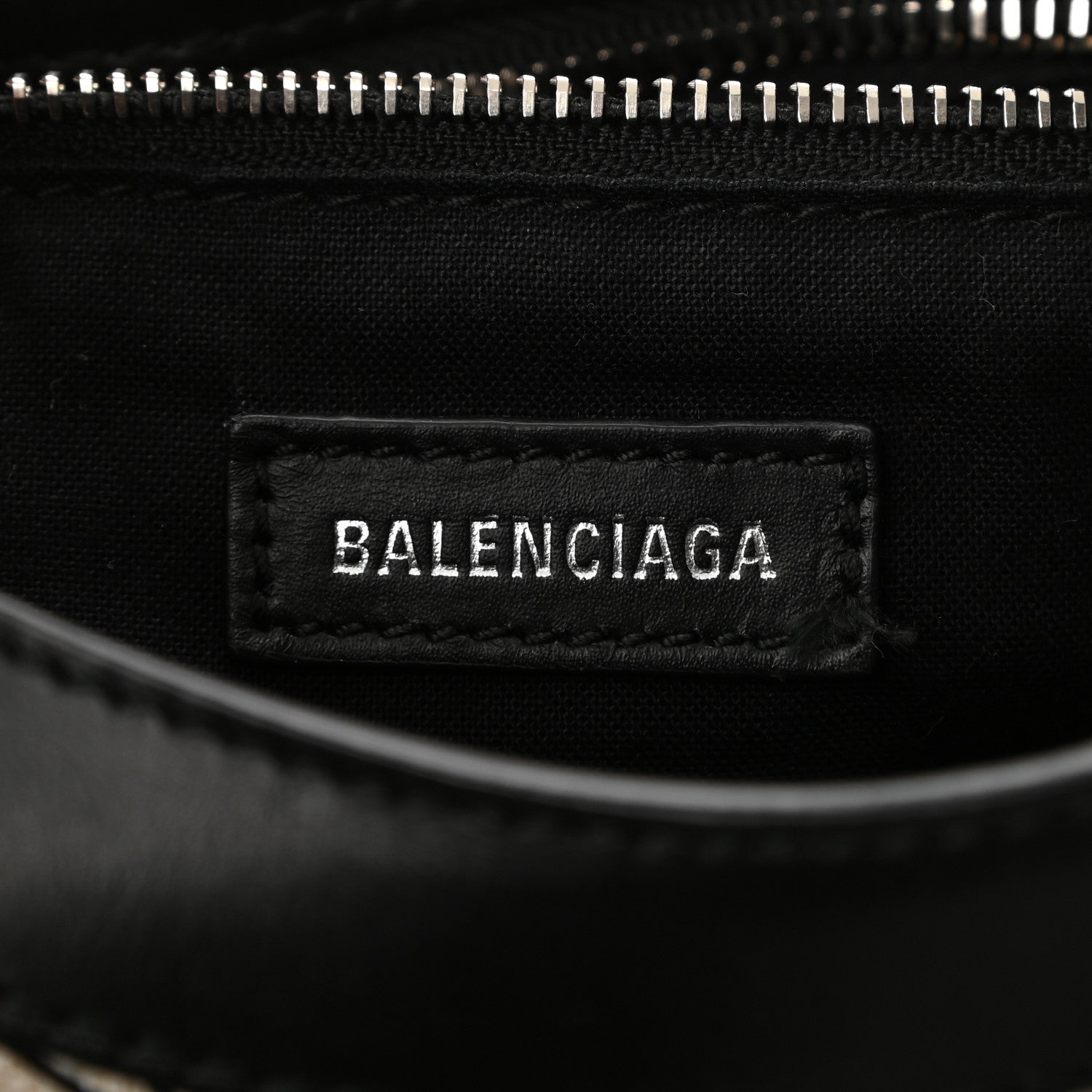 Balenciaga Canvas Satin Calfskin Diagonal Allover Logo Print Classic Silver Hardware Mini City Natural Black 6 of 10