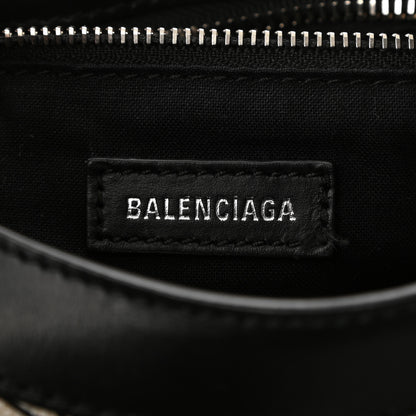 Balenciaga Canvas Satin Calfskin Diagonal Allover Logo Print Classic Silver Hardware Mini City Natural Black 6 of 10