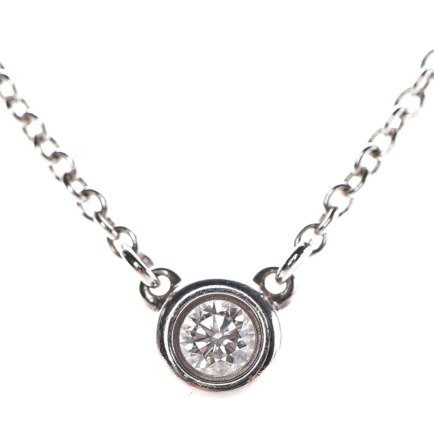 Sterling Silver Diamond .10ct Elsa Peretti Diamonds by the Yard Pendant Necklace