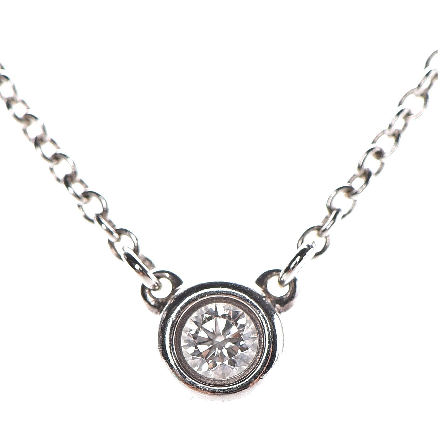 Tiffany Sterling Silver Diamond .10ct Elsa Peretti Diamonds by the Yard Pendant Necklace 4 of 9