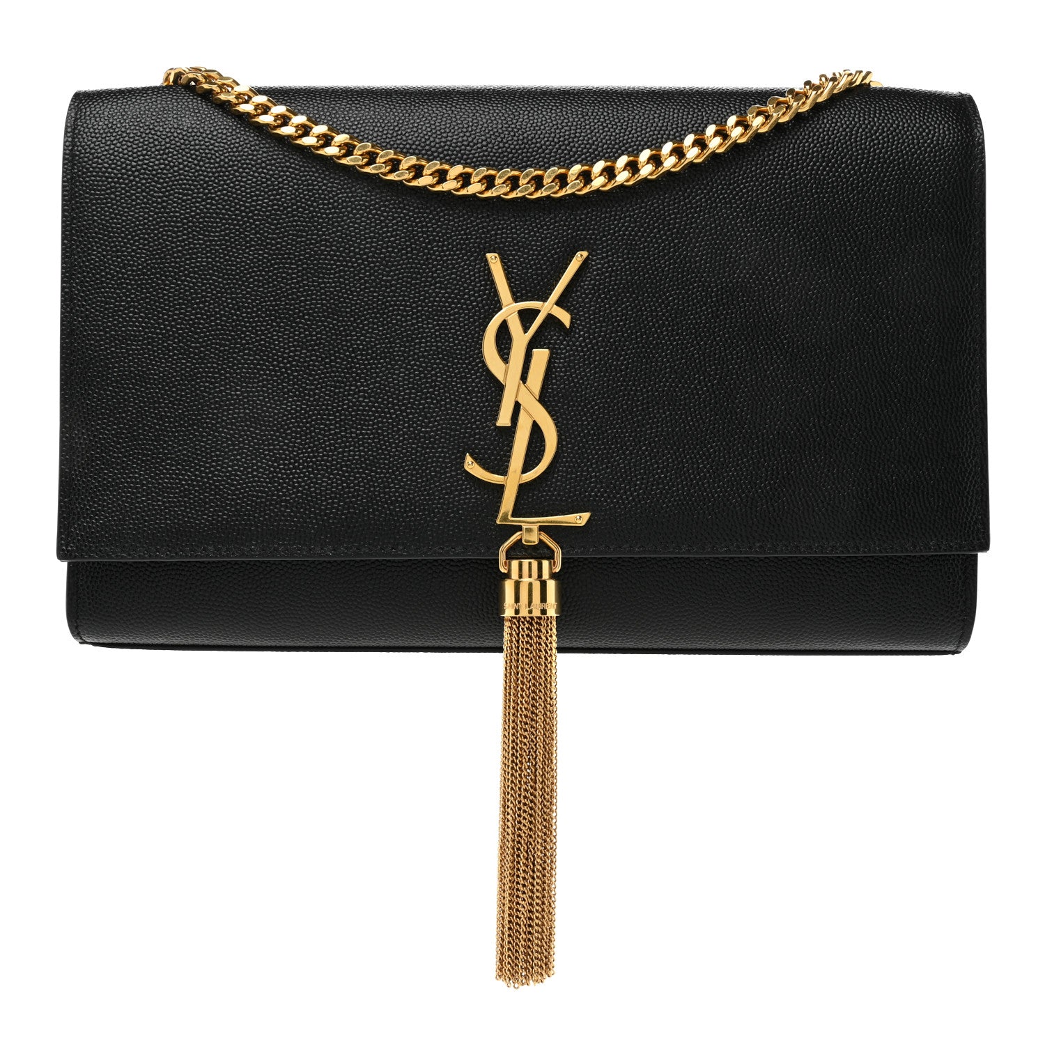 Saint Laurent Grain De Poudre Medium Classic Monogram Kate Tassel Satchel Black 1 of 14