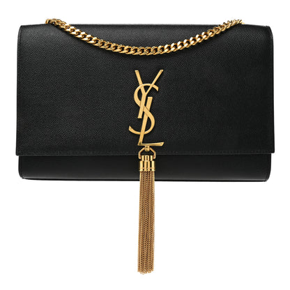 Saint Laurent Grain De Poudre Medium Classic Monogram Kate Tassel Satchel Black 1 of 14