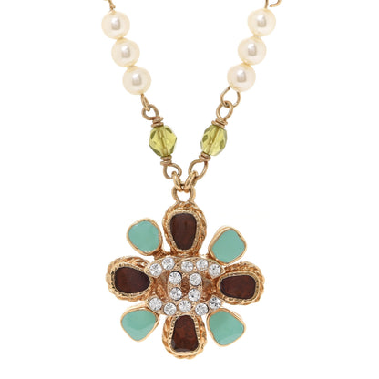 Chanel Crystal Pearl Gripoix Necklace Gold 4 of 6