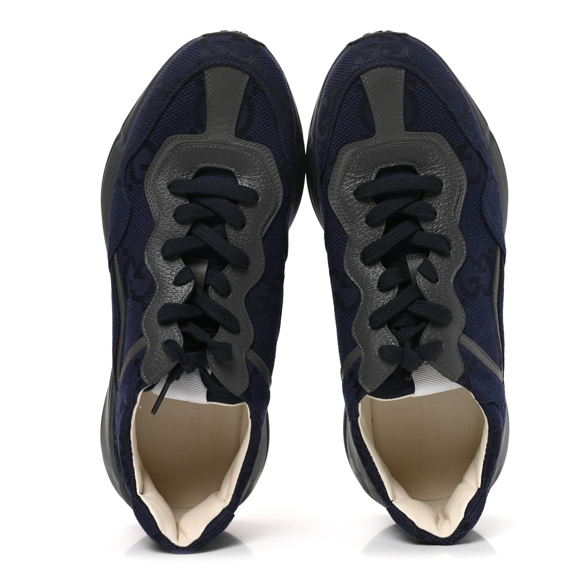 Gucci Canvas GG Supreme Monogram Mens Rhyton Sneakers 9 Blue 5 of 9