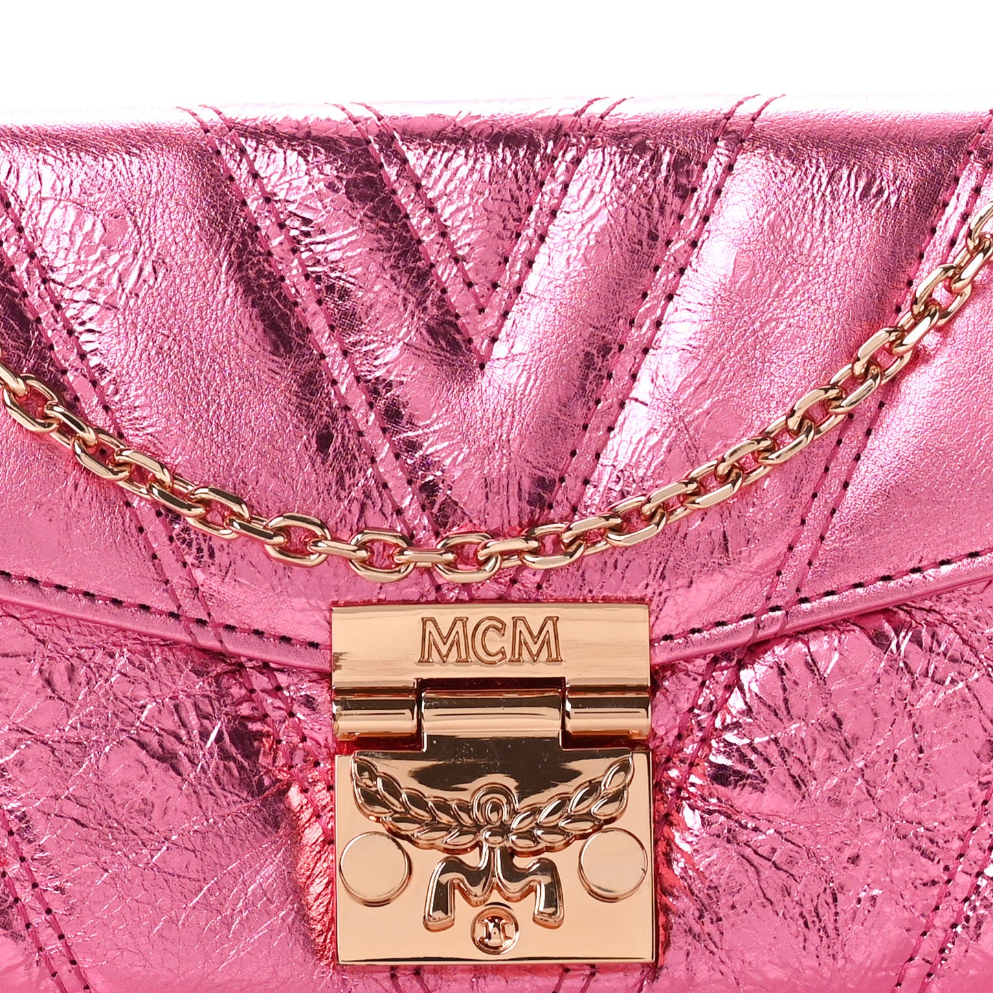 Metallic Calfskin Quilted Patricia Wallet On Chain Viva Lila