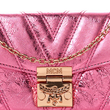 MCM Metallic Calfskin Quilted Patricia Wallet On Chain Viva Lila 7 of 10