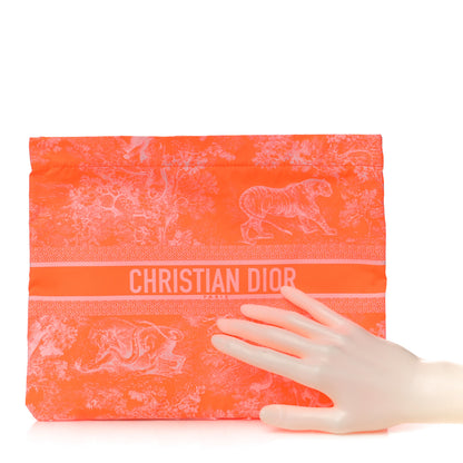 Christian Dior Embroidered Toile De Jouy Diortravel Zipped Pouch Orange 2 of 9
