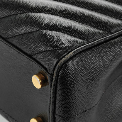 Saint Laurent Grain De Poudre Matelasse Chevron Monogram Shopping Bag Black 8 of 8