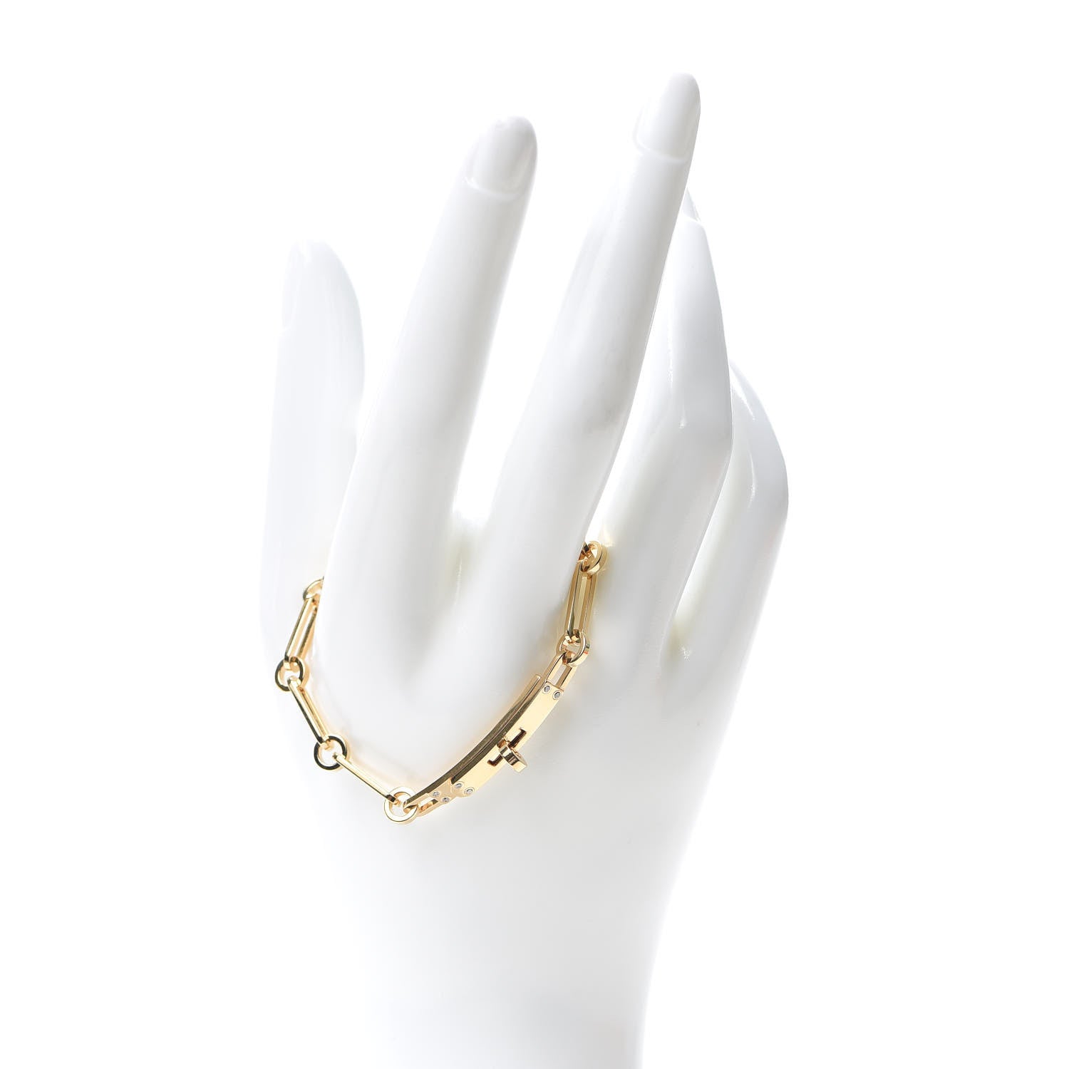 Hermes 18K Yellow Gold Diamond PM Kelly Chaine Bracelet XS 2 of 5