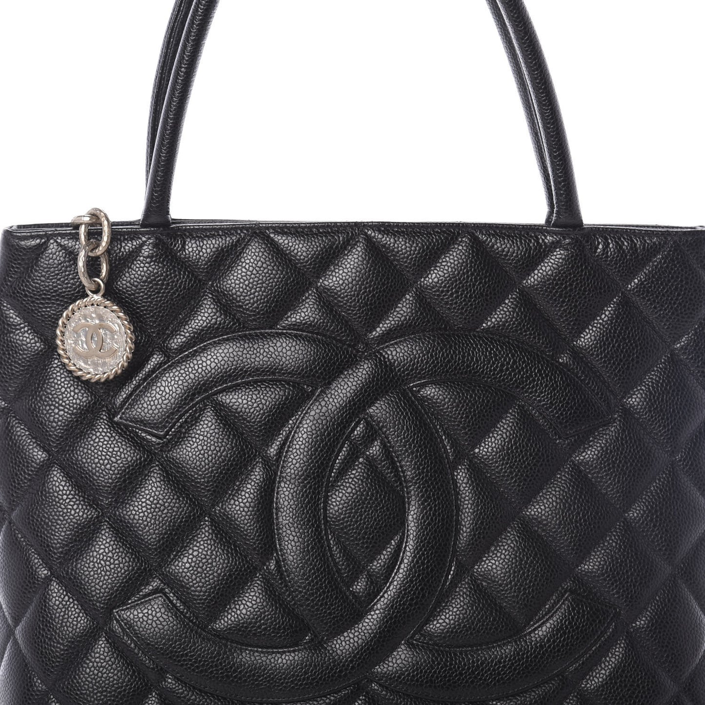 Caviar Quilted Medallion Tote Black