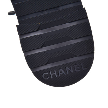 Chanel Shiny Lambskin Quilted Lace Up Combat Boots 38 Grey Black 6 of 10