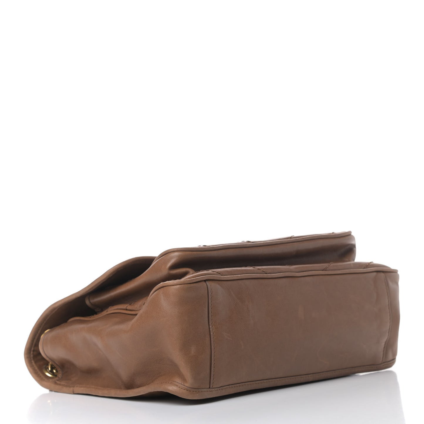 Crinkled Calfskin Matelasse Monogram Medium Niki Chain Satchel Brown