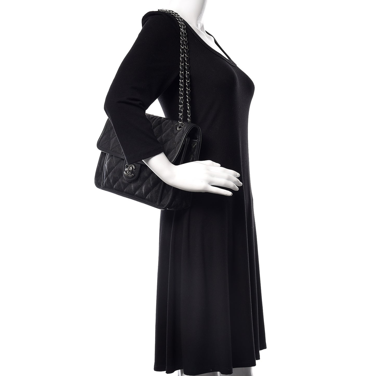 Washed Lambskin Accordion Flap Black