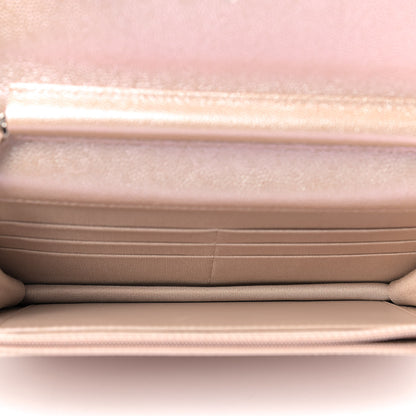 Chanel Metallic Caviar Chevron Quilted Wallet On Chain WOC Light Gold 5 of 12
