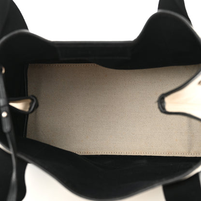 Balenciaga Cotton Canvas Satin Calfskin S Navy Cabas Natural Black 6 of 14