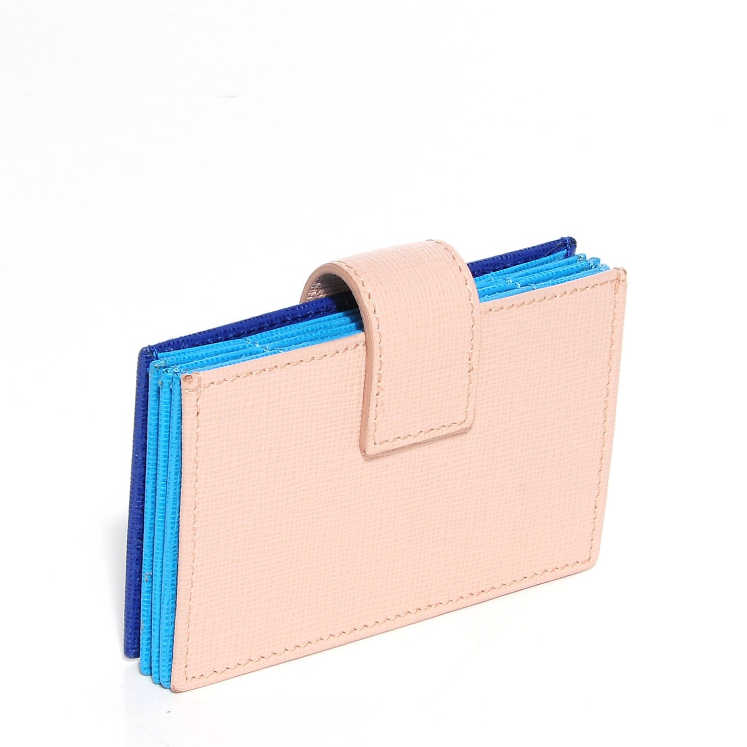 Fendi Vitello Elite Gusseted Card Holder Blue Neon Multicolor 4 of 10